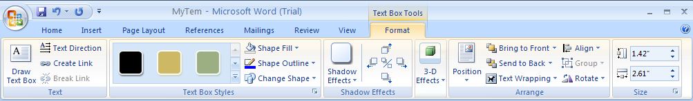Click the Format tab under Text Box Tools.