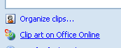 To access clip art on Office Online, click the link at the bottom of the Clip Art task pane.