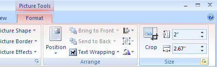 Click the Size Dialog Box Launcher to change the option.
