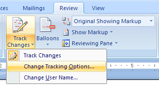 Then click Change Tracking Options.