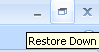 Restore Down button: Click to reduce a maximized window to a reduced size.