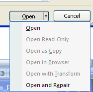 Or click the Open button arrow, and then click one of the following options: