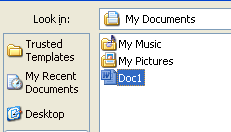 Select the document file you want to open.