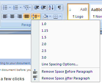 Line spacing: Click to select line spacing.