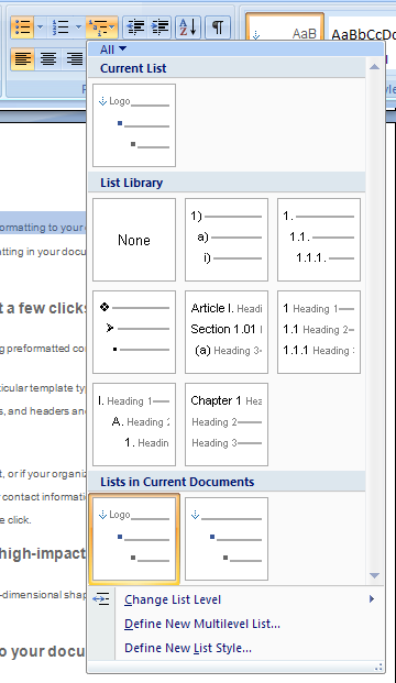 Multilevel List: Click to create a multilevel list, with each paragraph being a numbered item. Click again to turn off the multilevel list feature.