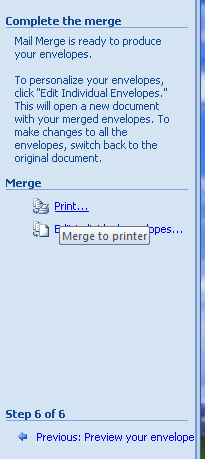 Click Print on the task pane.