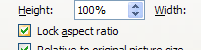 To keep the picture proportional, select the Lock aspect ratio check box.