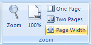 Click the Page Width button to display the page to fill the window.