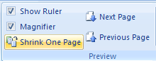 Click the Shrink One Page button to reduce the font and spacing size to save a page