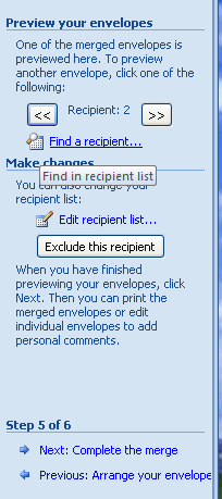 To find a recipient, click Find a recipient on the task pane.