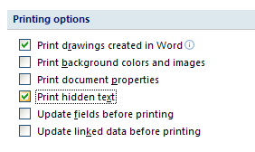 Select the Print hidden text check box.