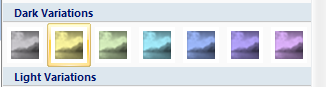 Click an option in 'Dark and Light Variations' to apply an accent color in light or dark variations.