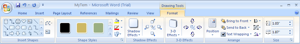 Click the Format tab under Drawing or Text Box Tools.