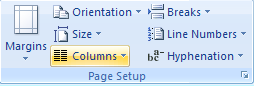Then click the Columns button on the Page Layout tab