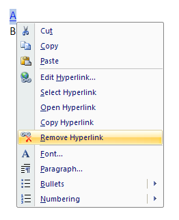 Click Remove Hyperlink.
