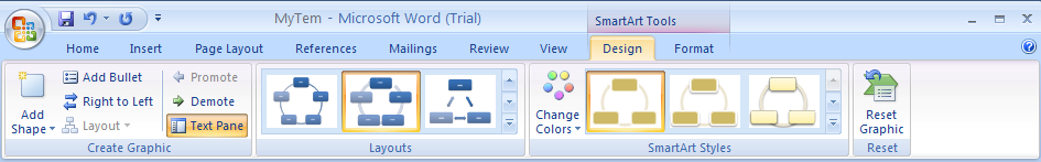 Then click the Design tab for SmartArt Tools