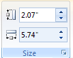 Then specify the height and width settings in the Size group.