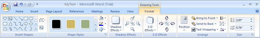 To resize the object with precise measurements, click the Format tab under Drawing Tools