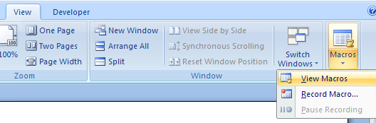 Then click View Macros on the menu.