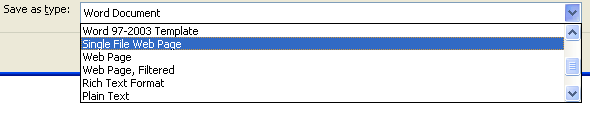 Then click Single File Web Page.