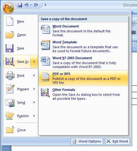 Save an Office Document as a PDF Document