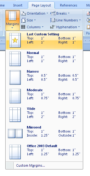 Select Standard Margins