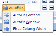 Then click the AutoFit button in the Cell Size group