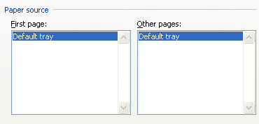 Select the paper source for the first page and other pages.