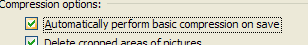 Select or clear the 'Automatically perform basic compression on save' check box.