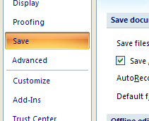 In the left pane, click Save.