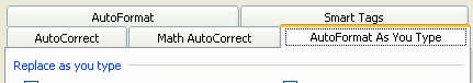 Click the AutoFormat As You Type tab.