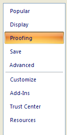 Then click Proofing