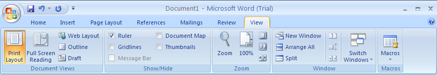 microsoft office word 2007 tabs