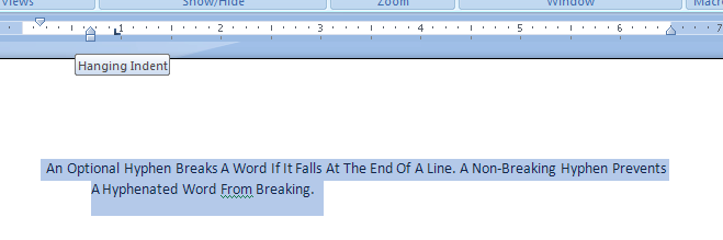 To change the indent of the second and subsequent lines, drag the Hanging Indent marker.