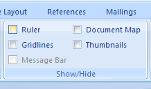 To hide the Rulers, clear the Ruler check box.