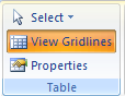 Then click View Gridlines to toggle it on and off.