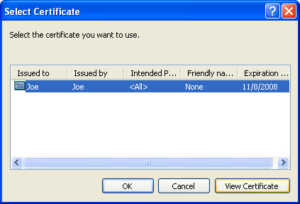 To view a certificate, click View Certificate