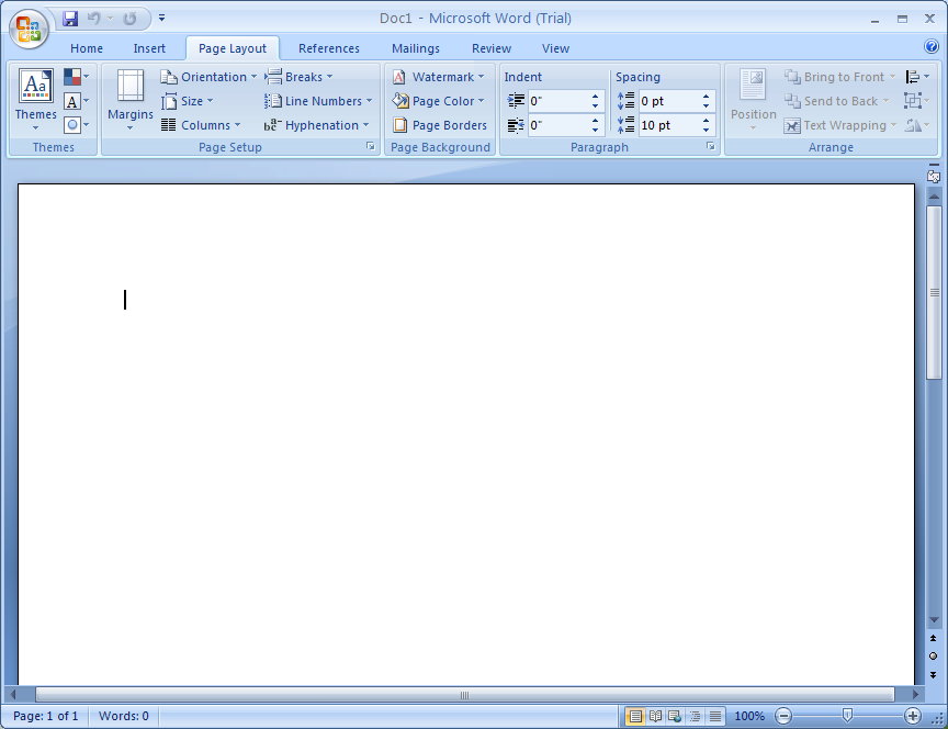 When you start Word, a program window opens, displaying a blank document, where you can begin working immediately.