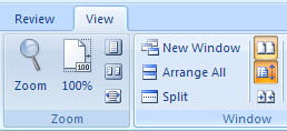 In the Window group, Click Synchronous Scrolling to synchronize the scrolling of two documents.