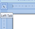Aligns text to the left of the tab stop