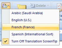 Then click the language the word will be translated to.