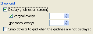 Select or clear the Display grid on screen check box.