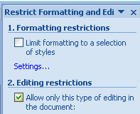 Select the Allow only this type of editing in the document option