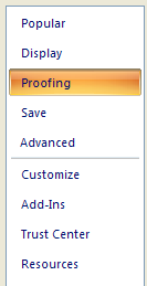 Then click Proofing.