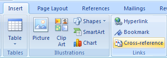 Then click Link  Cross-Reference to display the Cross-reference dialog box.