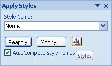 Then click the Styles button to display the Styles list