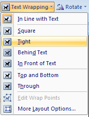 Then click the text wrapping option you want.