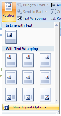 Then select a position or click More Layout Options