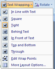 Then click the Text Wrapping button