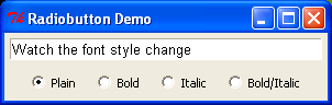 Use Radio buttons to change the font